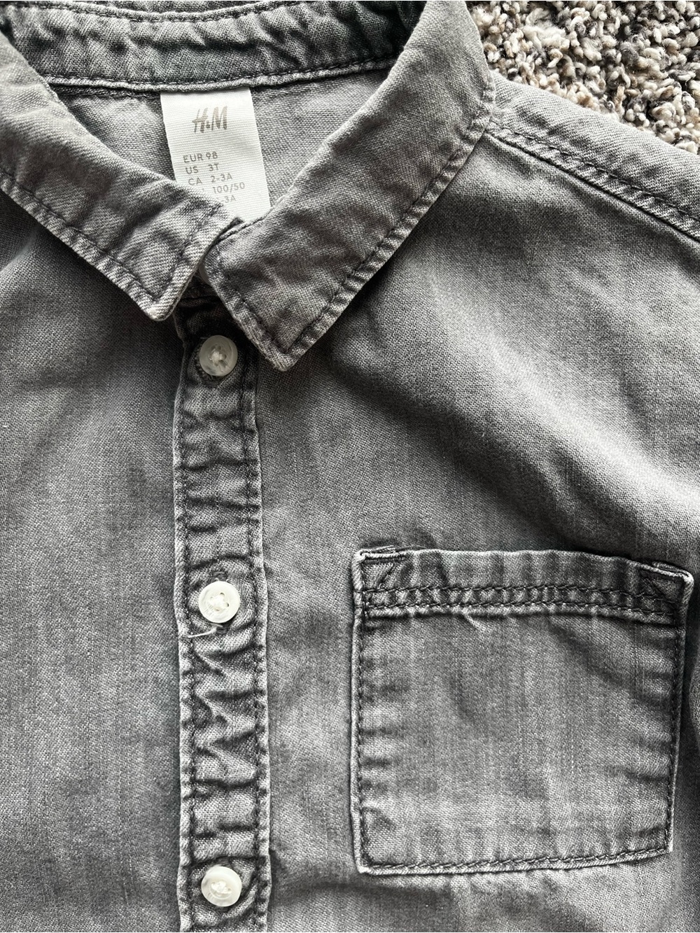 H&M Toddler Gray Denim Button-Up Shirt 3T